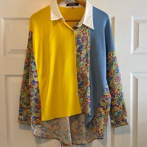 Gabby Isabella Yellow and White Layered Sweater